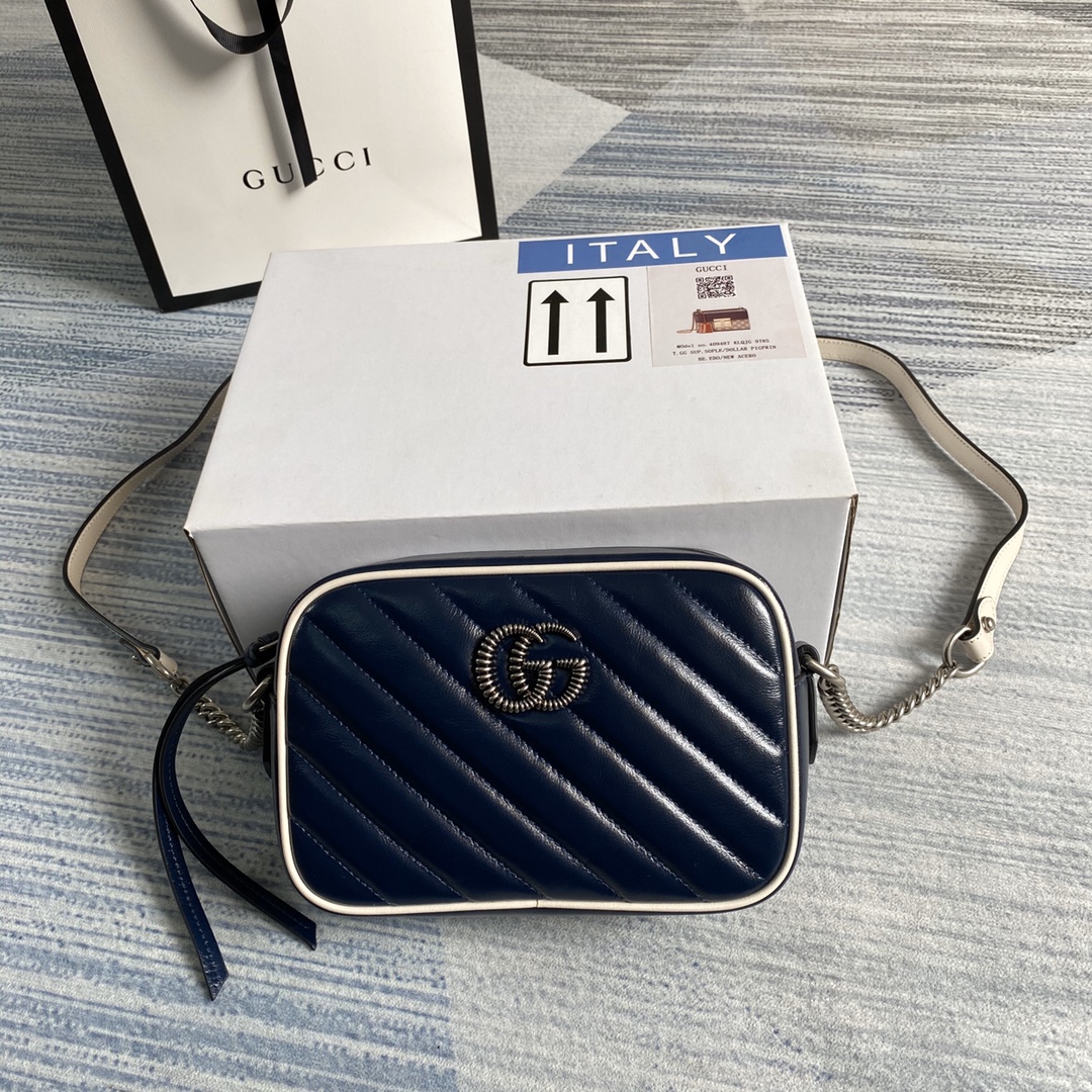 Gucci GG Marmont Matelasse Mini Shoulder Bag 448065 Blue